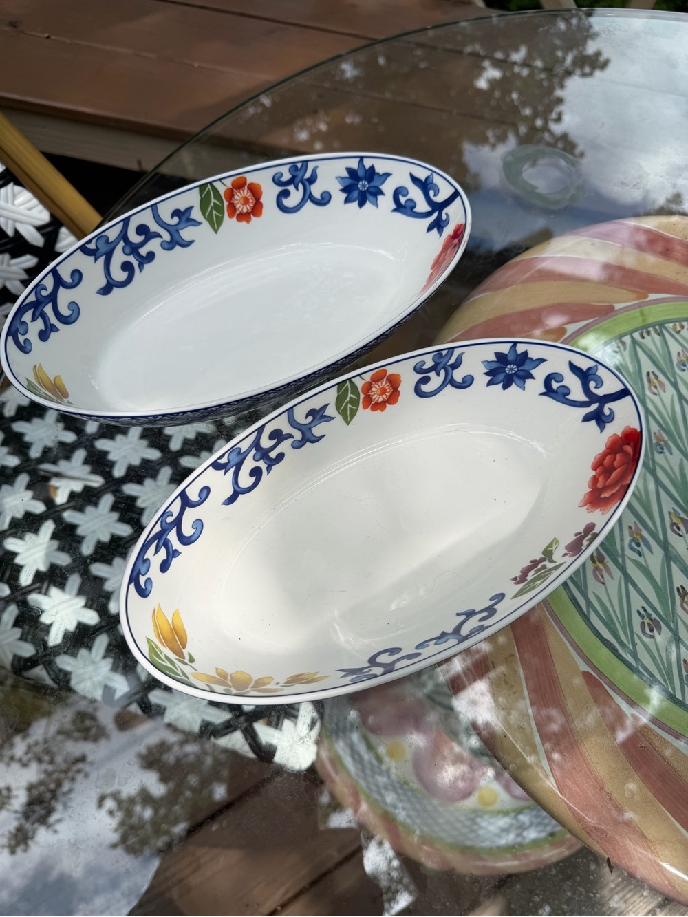 Ralph Lauren Mandarin Blue Oval serving pieces set of 2